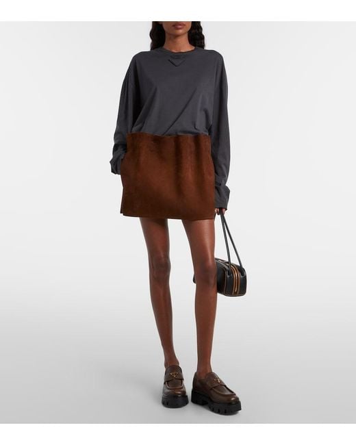 Prada Brown Logo Leather Platform Loafers