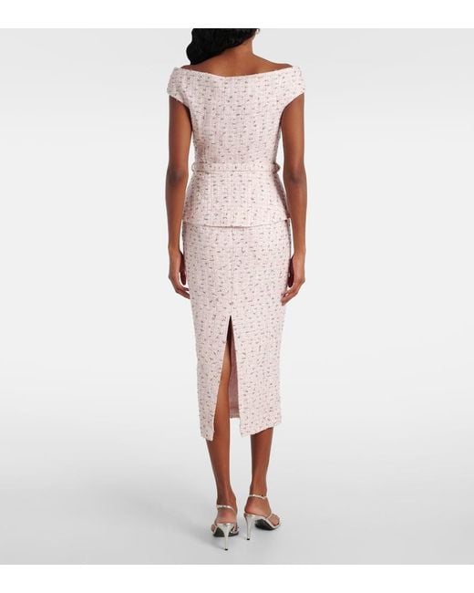 Self-Portrait Pink Verziertes Midikleid Aus Boucle