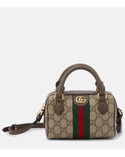 Gucci Brown Super Mini Ophidia Canvas Shoulder Bag