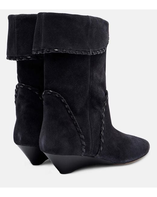 Isabel Marant Blue Edoa 45 Suede Ankle Boots