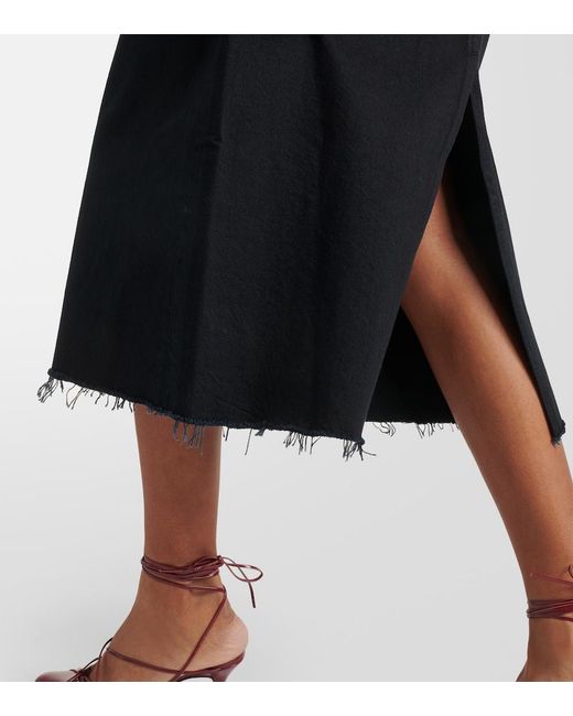 Agolde Black Frayed Midi Skirt