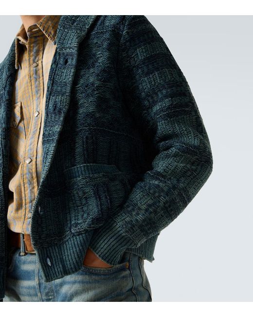 RRL Cardigan Aus Baumwoll-Jacquard in Blue für Herren