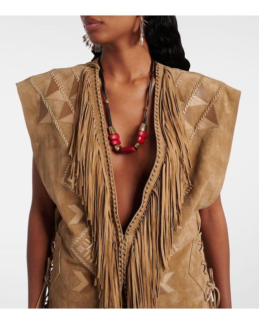 Isabel Marant Natural Weste Dalila Aus Veloursleder