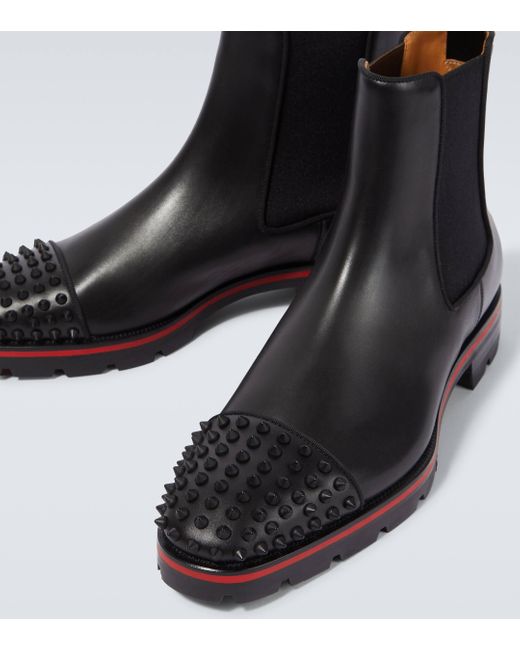 Christian Louboutin Black Melon Spikes Leather Chelsea Boots for men