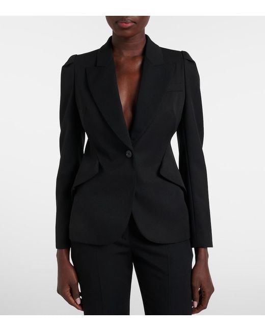 McQueen Black Single-Breasted Wool Jacket