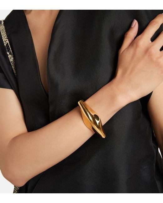 Khaite Metallic Lotus 18Kt-Plated Cuff Bracelet