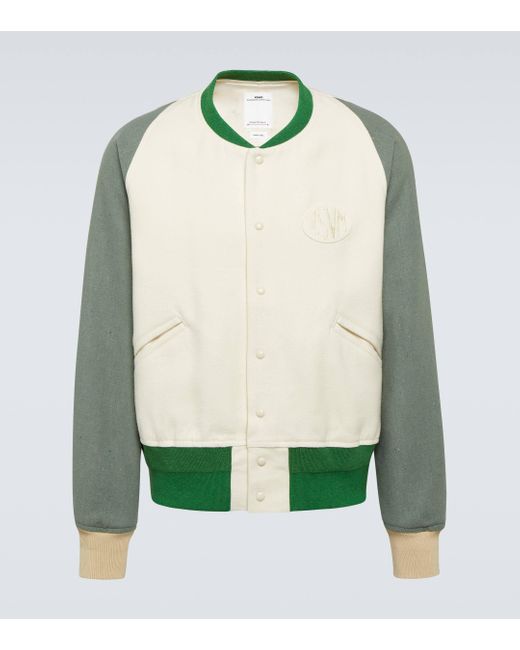 Visvim Green Wool And Linen Varsity Jacket for men