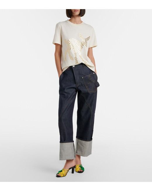 J.W. Anderson Green Plot Woven Leather Mules