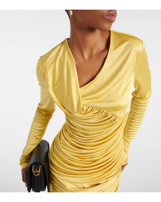 Givenchy Yellow Asymmetric Gathered Jersey Top