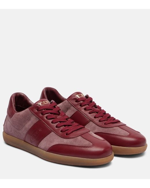 Tod's Red Tabs Leather And Suede Sneakers