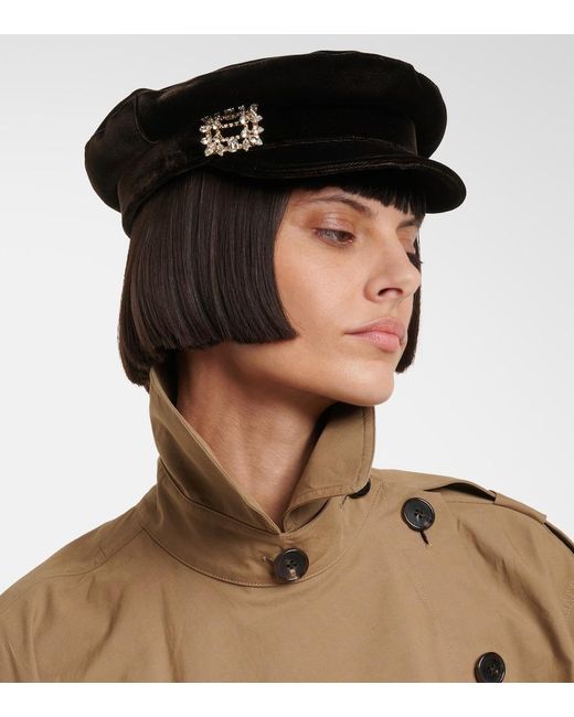 Roger Vivier Black Velvet Newsboy Cap