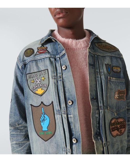 Sacai Blue X Mark Gonzales Denim Jacket for men
