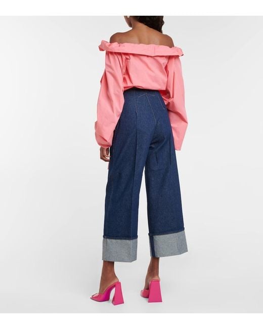 Patou Blue Mid-rise Wide-leg Jeans