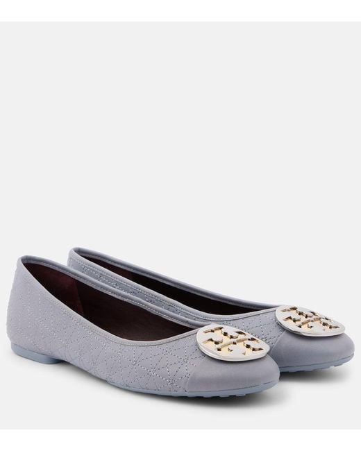 Tory Burch Blue Claire Leather Ballet Flats