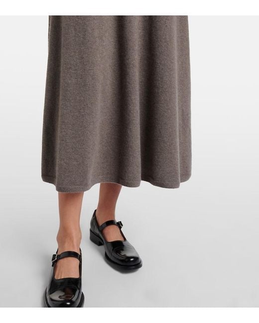 The Row Brown Masini Cashmere Midi Skirt