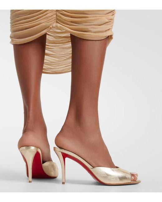 Christian Louboutin Natural Miss Z Metallic Leather Mules