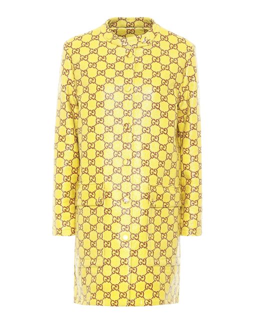 Gucci Yellow Mantel GG aus beschichtetem Tweed