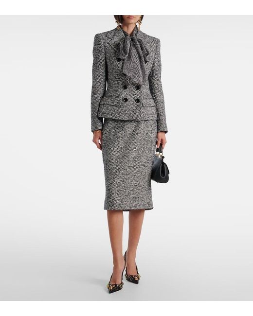Dolce & Gabbana Gray Dolce&Gabbana Single Breasted Speckled Wool Blend Jacket