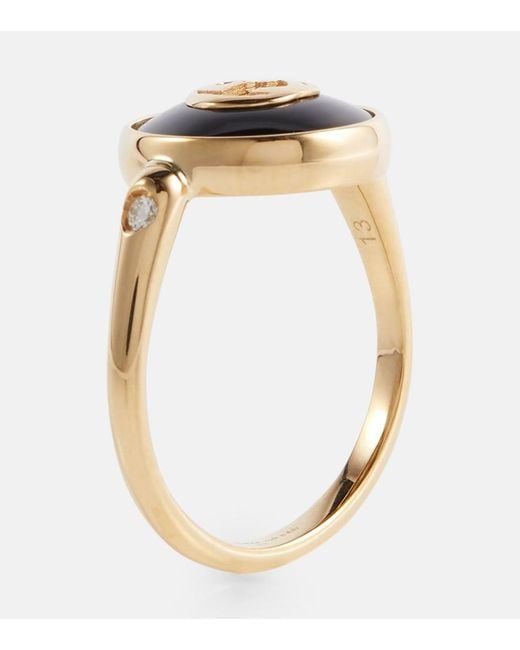Gucci Black Interlocking G 18Kt Ring With Onyx And Diamonds