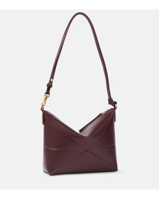 Loewe Purple Puzzle Fold Leather Shoulder Bag