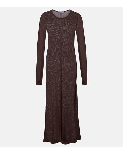 Lemaire Brown Semi-Sheer Crepe Maxi Dress