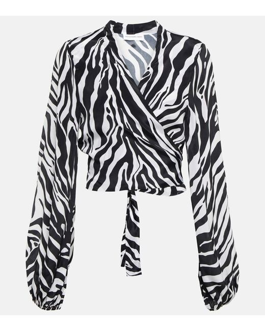Alexandra Miro Black Tabitha Zebra-print Crop Top