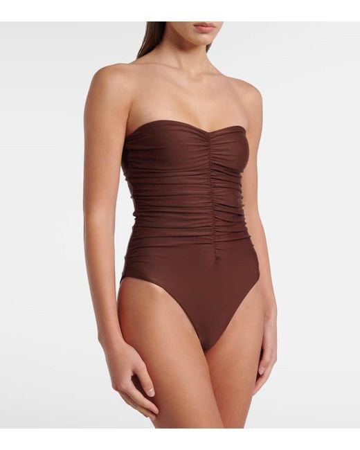 JADE Swim Brown Yara Ruched Swimsuit