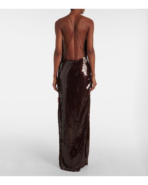 Magda Butrym Purple Sequined Draped Gown