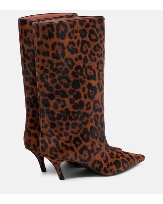 AMINA MUADDI Brown Fiona 60 Leopard-Print Calf Hair Ankle Boots