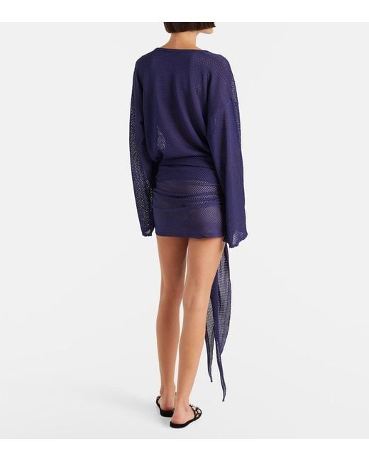The Attico Blue Open-Knit Minidress