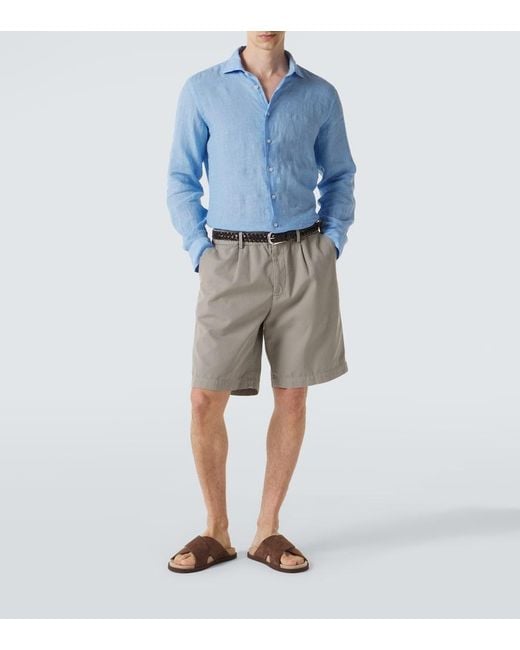 Fedeli Blue Linen Shirt for men