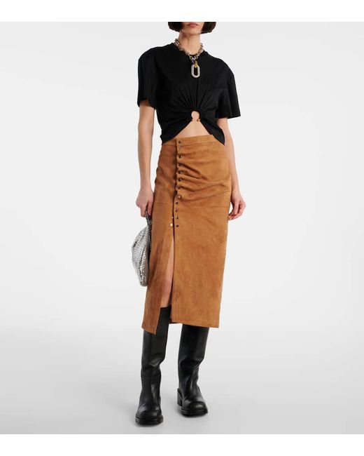 Rabanne Brown Midirock Aus Veloursleder