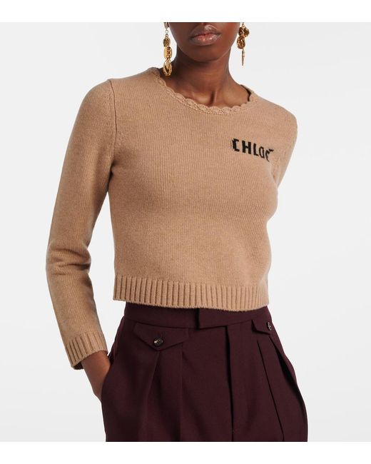 Chloé Natural Logo Wool And Cashmere Sweater