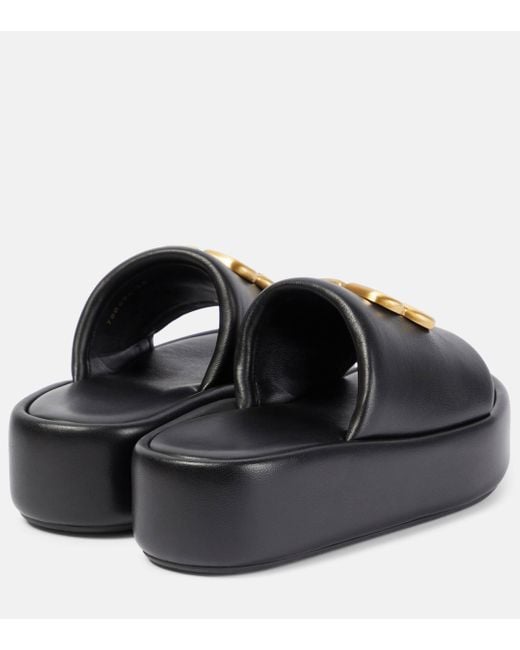 Balenciaga Black Rise Bb Leather Platform Slides