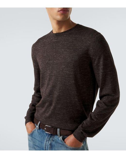 Zegna Gray Silk, Cashmere, And Linen Sweater for men