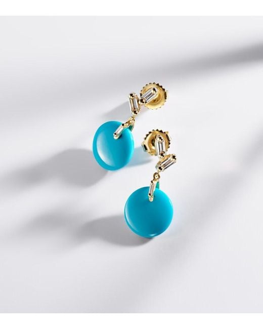 Suzanne Kalan Blue 18Kt Drop Earrings With Diamonds And