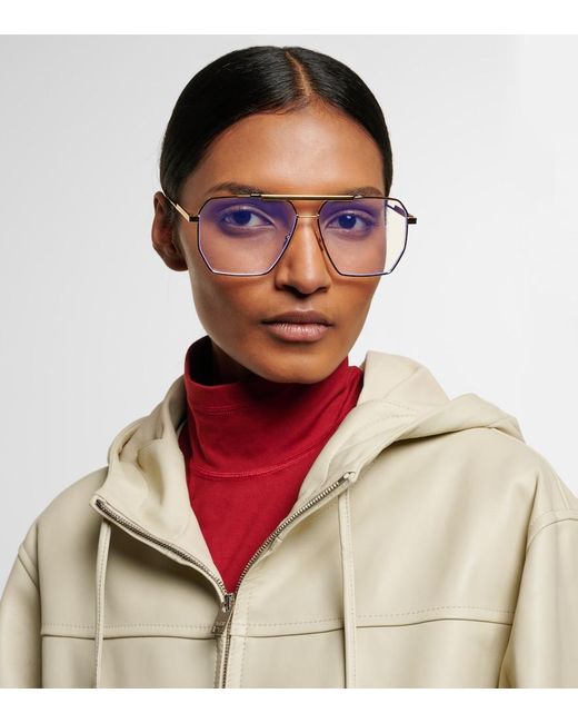 Bottega Veneta White Classic Aviator Glasses