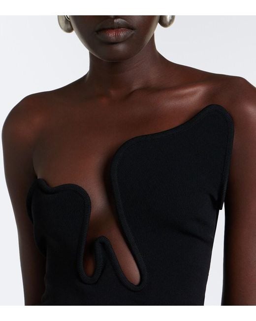 Christopher Esber Black Salacia Ribbed-Knit Jersey Top
