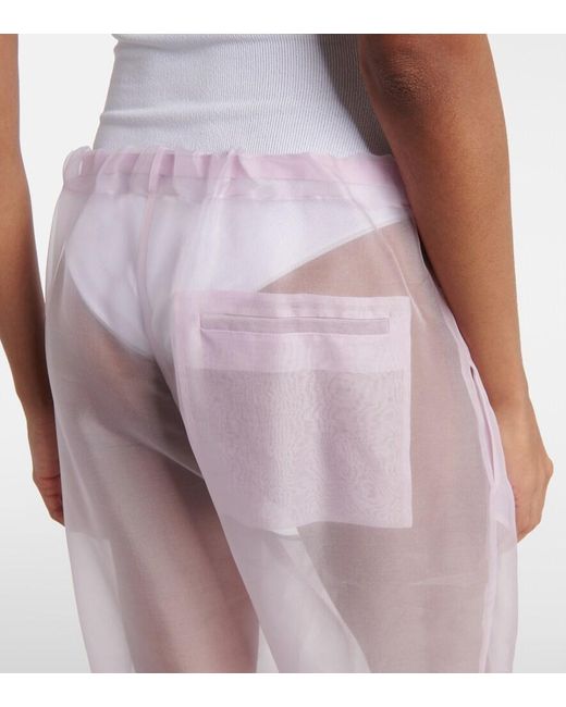 Khaite Pink Trenton Silk-Blend Organza Wide-Leg Pants