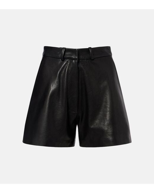 Nour Hammour Black Barrel Leather Shorts