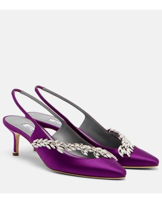 Balenciaga Purple X Manolo Blahnik Satin Slingback Pumps