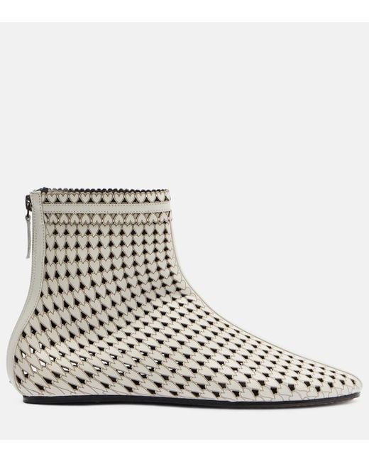 Isabel Marant White Ferix Laser-Cut Leather Ankle Boots