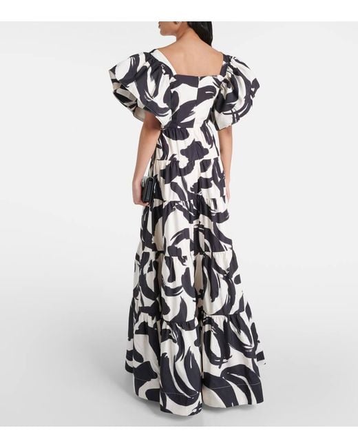 Rebecca Vallance White Pompidou Printed Taffeta Maxi Dress