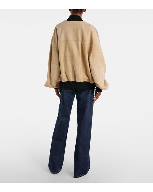 Khaite Natural Spence Suede Bomber Jacket