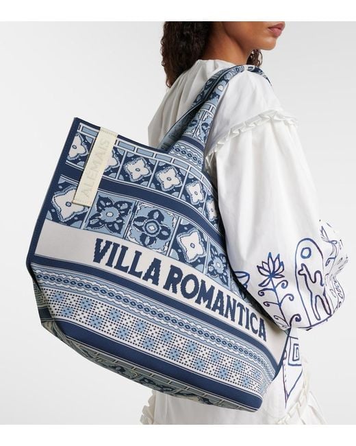 ALÉMAIS Blue Villa Romantica Maxi Jacquard Tote Bag