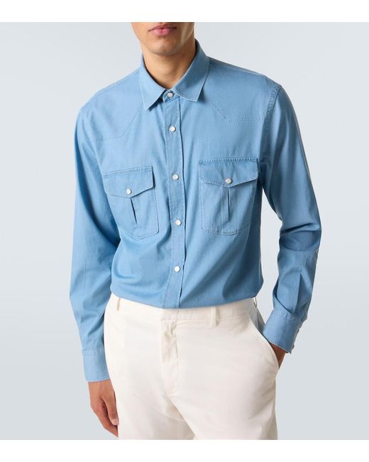 Zegna Blue Cotton Shirt for men