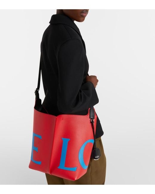 Loewe Red Bilbao Large Leather Bucket Bag
