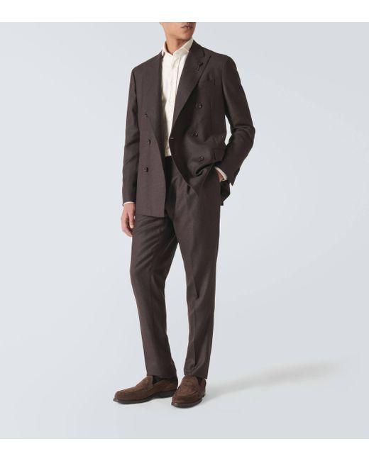 Lardini Black Prince Of Wales Checked Wool Suit for men