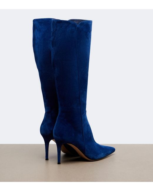 Gianvito Rossi Blue Suede Knee-High Boots