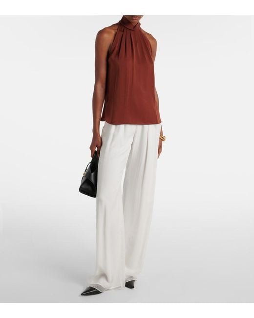 Max Mara Red Memore Halterneck Silk Top